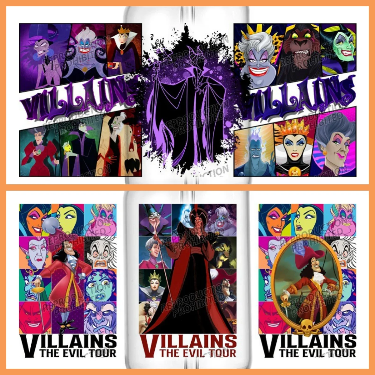 

High Quality ‌3D Cartoon the Villains Tour Decal UV DTF Cup Wrap for 16oz Glasses Can DIY Mug Waterproof Transfer Sticker