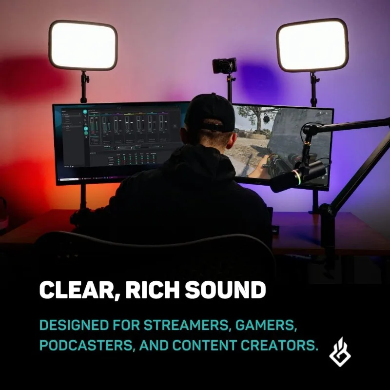 ميكروفون USB ديناميكي داكن للكمبيوتر الشخصي |   ميكروفون احترافي للبودكاست والألعاب والبث |   ميكروفون مكتبي عالي الجودة ليوتيوب