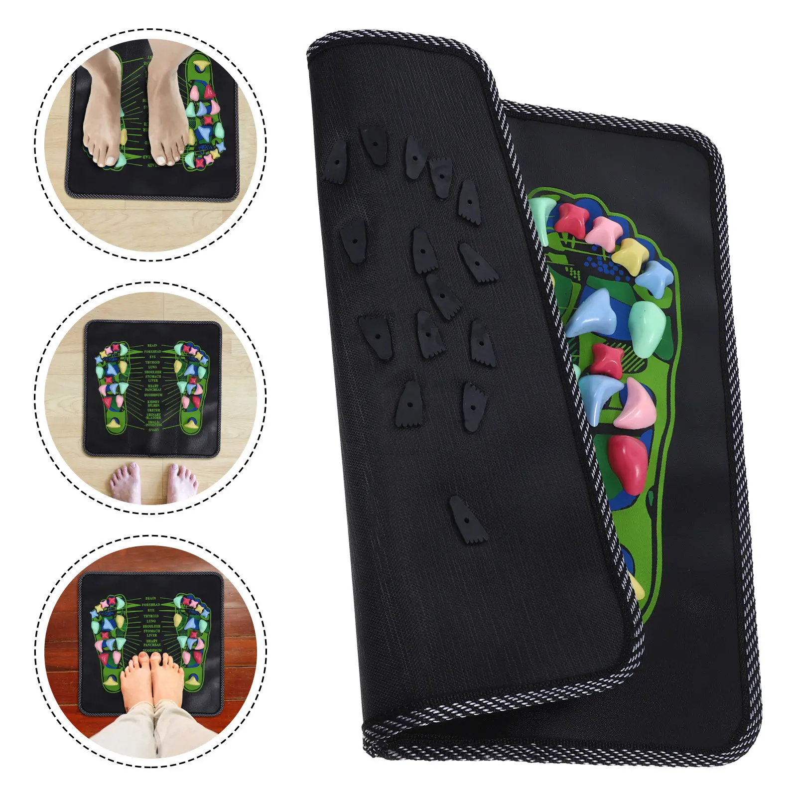 

Stone Foot Massage Mat Acupressure Reflexology Rock Mat Nonslip Foot Massager Pad for Leg Care Home Office Use