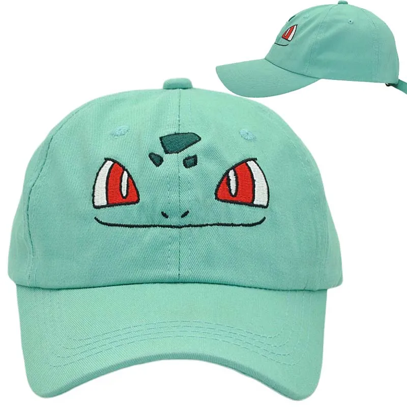 بيكاتشو Bulbasaur بلون قبعة النساء الرجال قبعة بيسبول قابل للتعديل عادية قبعات ترد لمكانها الصيف الشتاء ظلة واقية من الشمس قبعة