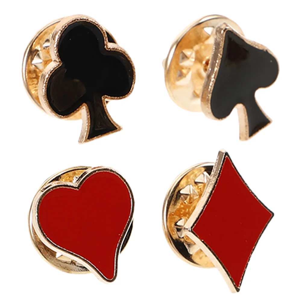 

4 Pcs European and Brooch Bicycle Playing Cards Pin Zinc Alloy Suit Pins