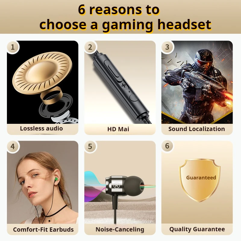 تصميم معدني نوع C & 3.5 مللي متر سماعات ألعاب سلكية 9D صوت ستيريو سماعات أذن مغناطيسية لهاتف سامسونج Handfree HD Call #2