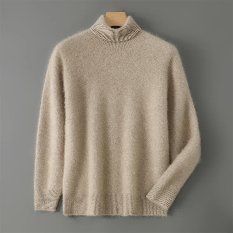 Men's Sweater 2026 Autumn/Winter New Collection 100% Wool High Collar Knitted Pullover Loose Fashion Business Men's Sweater