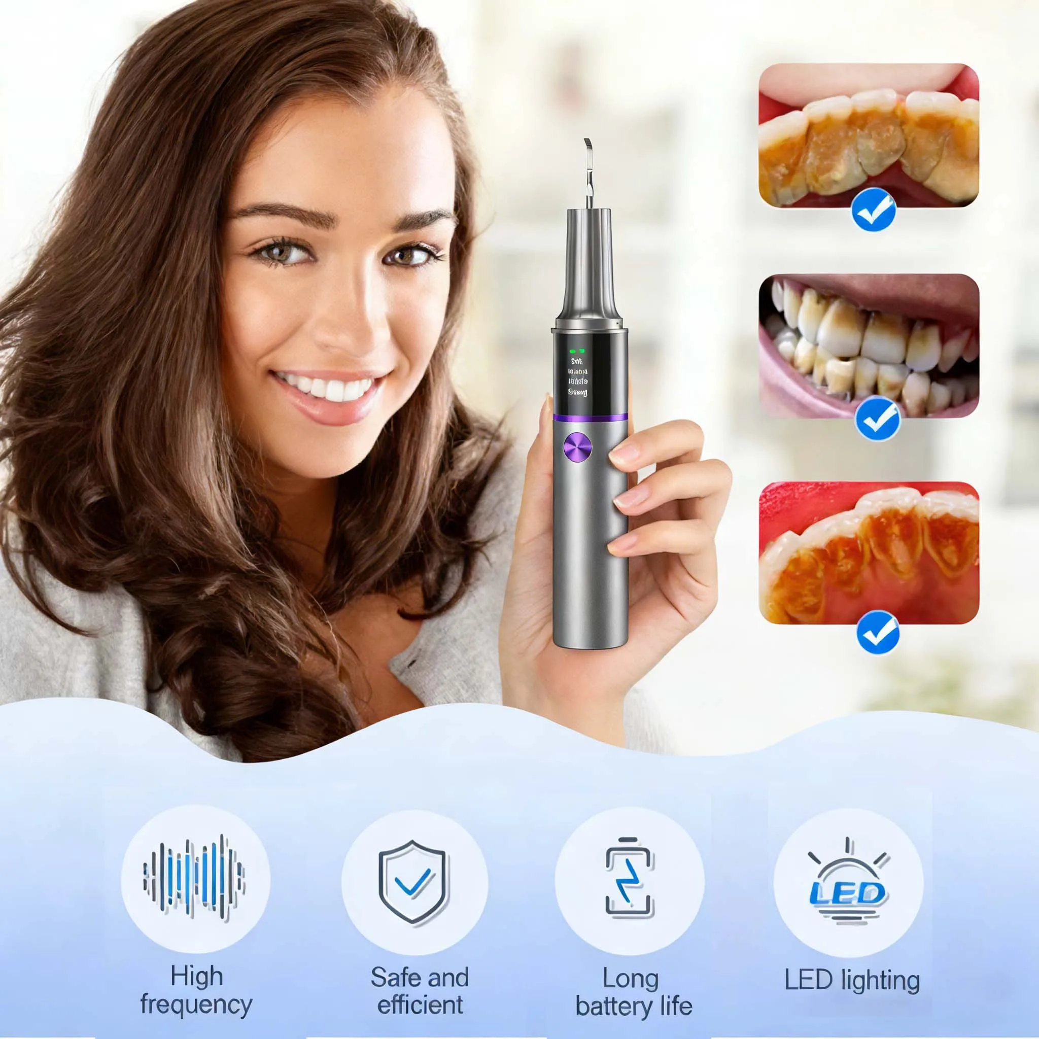 

Ультразвуковой визуальный электрический прибор для удаления зубного камня, очиститель от зубного налета, скалер для удаления зубного камня, средство для ухода за полостью рта