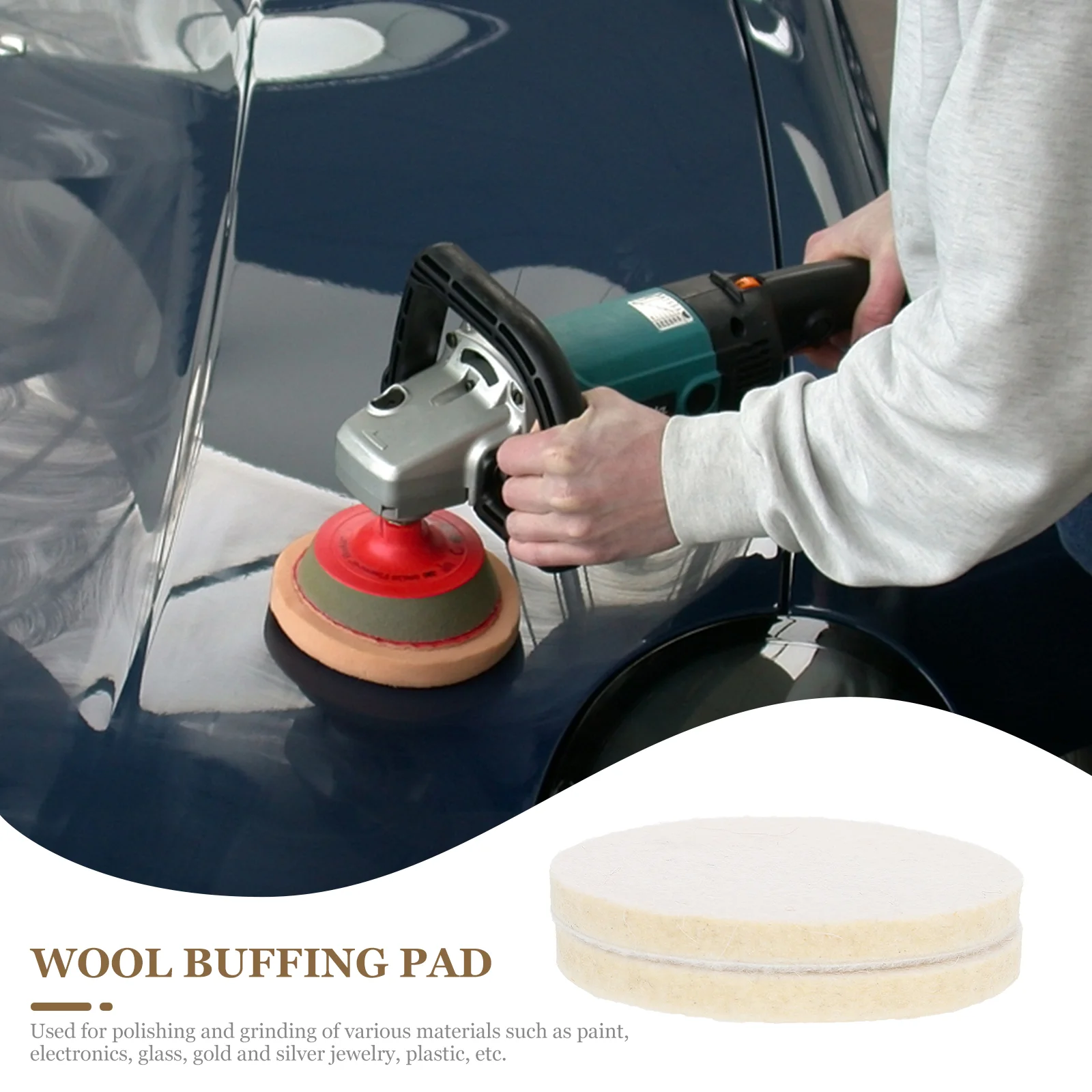 2 Pcs Polishing Wheel Wool Buffing Pad Felt Disc High Density Polisher Flocking