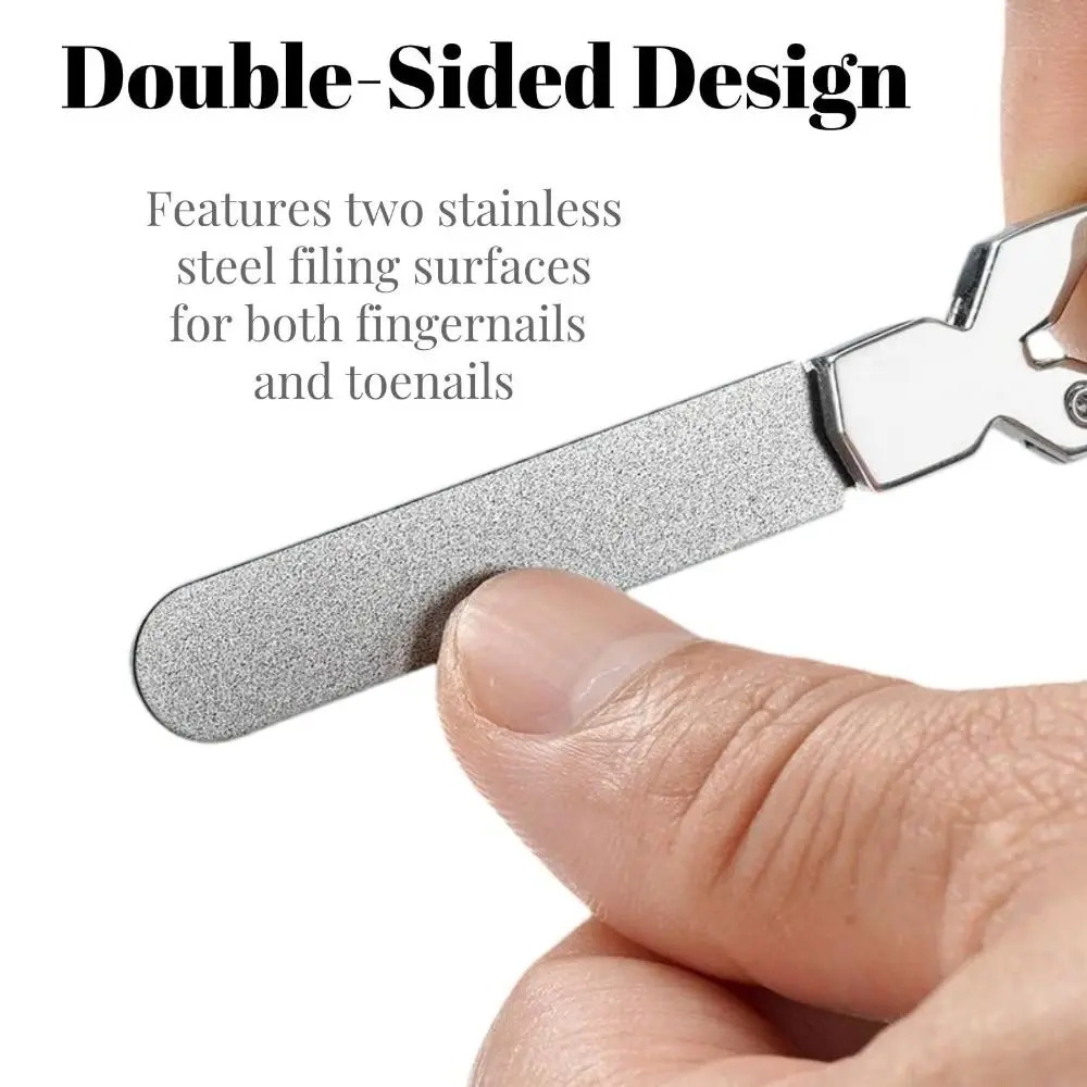 Dubbelzijdige nagelvijlen roestvrij staal met sleutelhanger haak nagels polijstvijl strip dikke nagelverzorgingshulpmiddelen