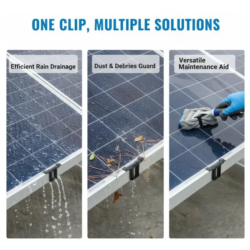 [L] 10Pcs Solar Panel Drainage Clips PC Material For PV Modules Cleaning Photovoltaic Panel Drainage Solar Panel Water Collector