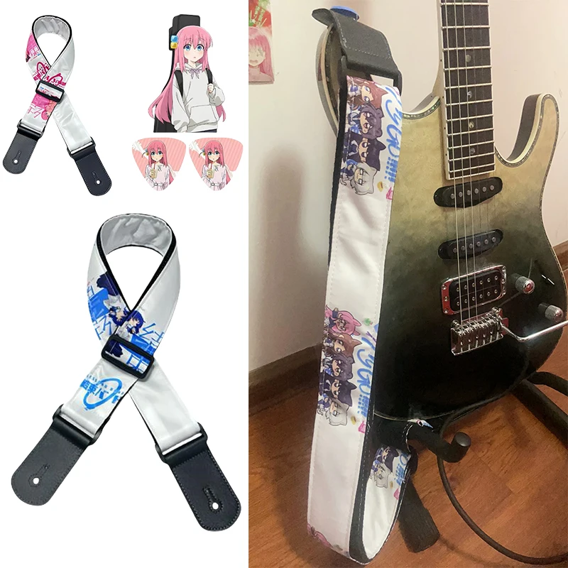 BOCHI THE ROCK Gotoh Hitori Juego de correas de guitarra Personaje de anime Bajo Guitarra eléctrica de madera Correa universal Pick Accesorios Regalos