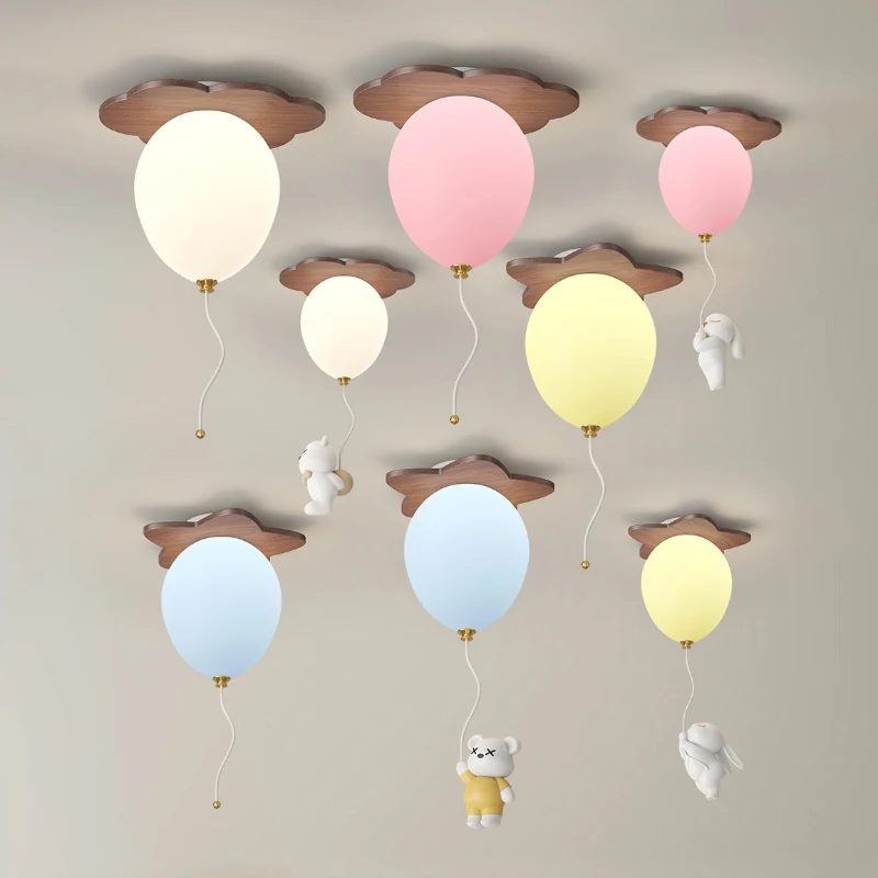 

Solid Wood Cloud Balloon Ceiling Lights Children's Room Aisle Decor Light Cute Nursery Baby Room Boy Girl Bedroom Ceiling Lamps