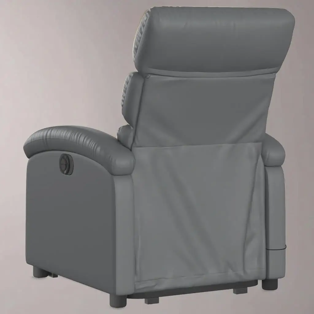 Electric Recliner Chair with Massage Function - Gray Faux Leather Stand-Up Design