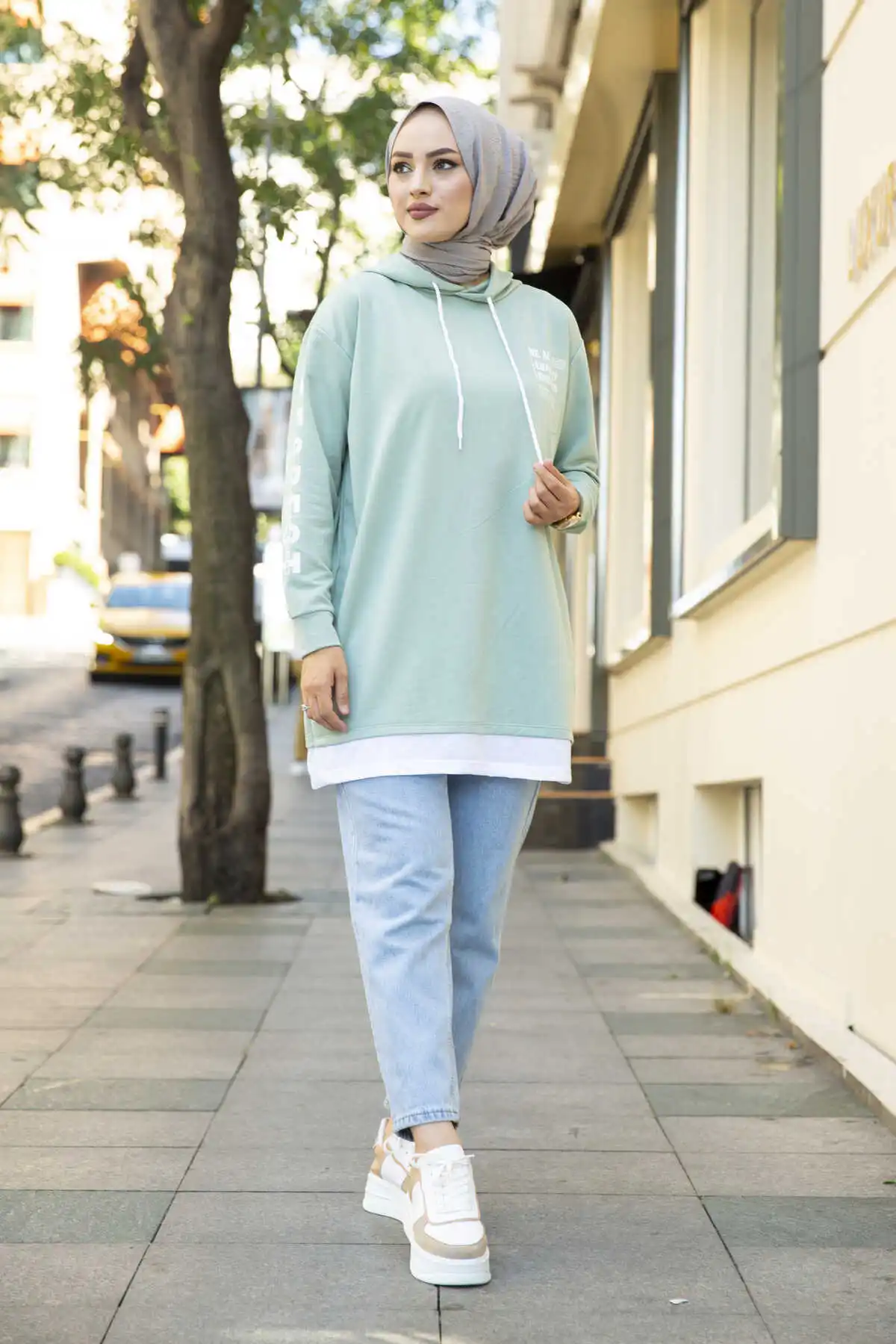 Hooded Sportswear Tunic Mint