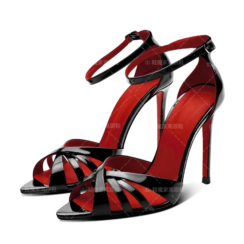 2025 Nuevas sandalias de moda con punta puntiaguda y correa de un botón con tacones finos, tacones altos de estilo femenino, zapatos grandes