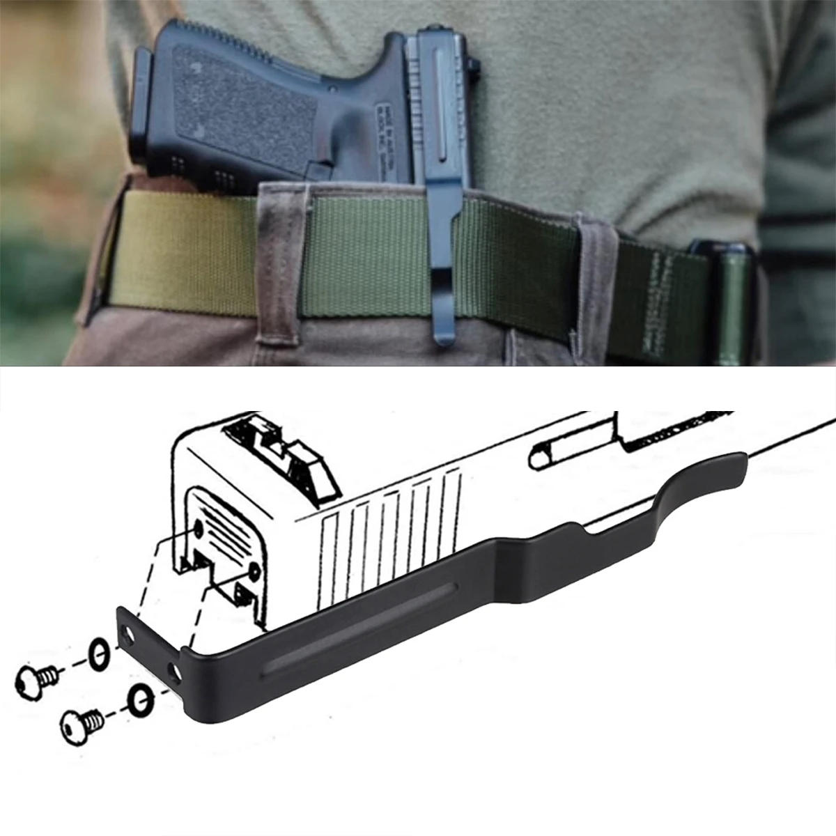 

Concealed Carry Gun Belt Clip Kit for Glock Clip Slide Holster Pistol 17 19 22 23 24 25 26 27 28 31 32 33 34 35 36 Left or Right