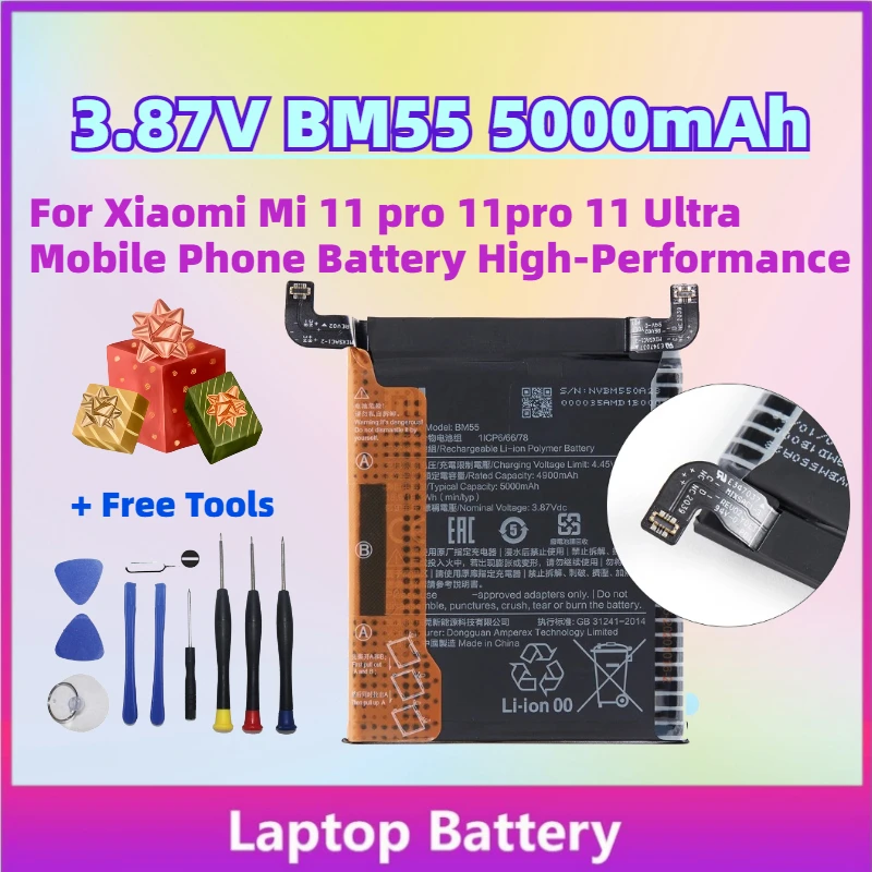 

In Stock 3.87V BM55 5000mAh Li-ion Replacement Battery For Xiaomi Mi 11 pro 11pro 11 Ultra Mobile Phone Battery High-Performance