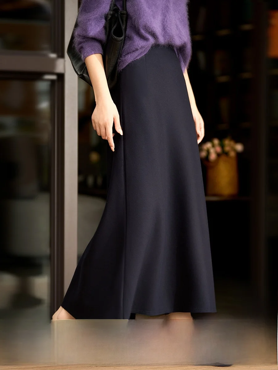 

Осенняя юбка-миди А-силуэта с эластичной талией, универсальная, стройнящая, свободного кроя, женская, из комфортной мягкой ткани