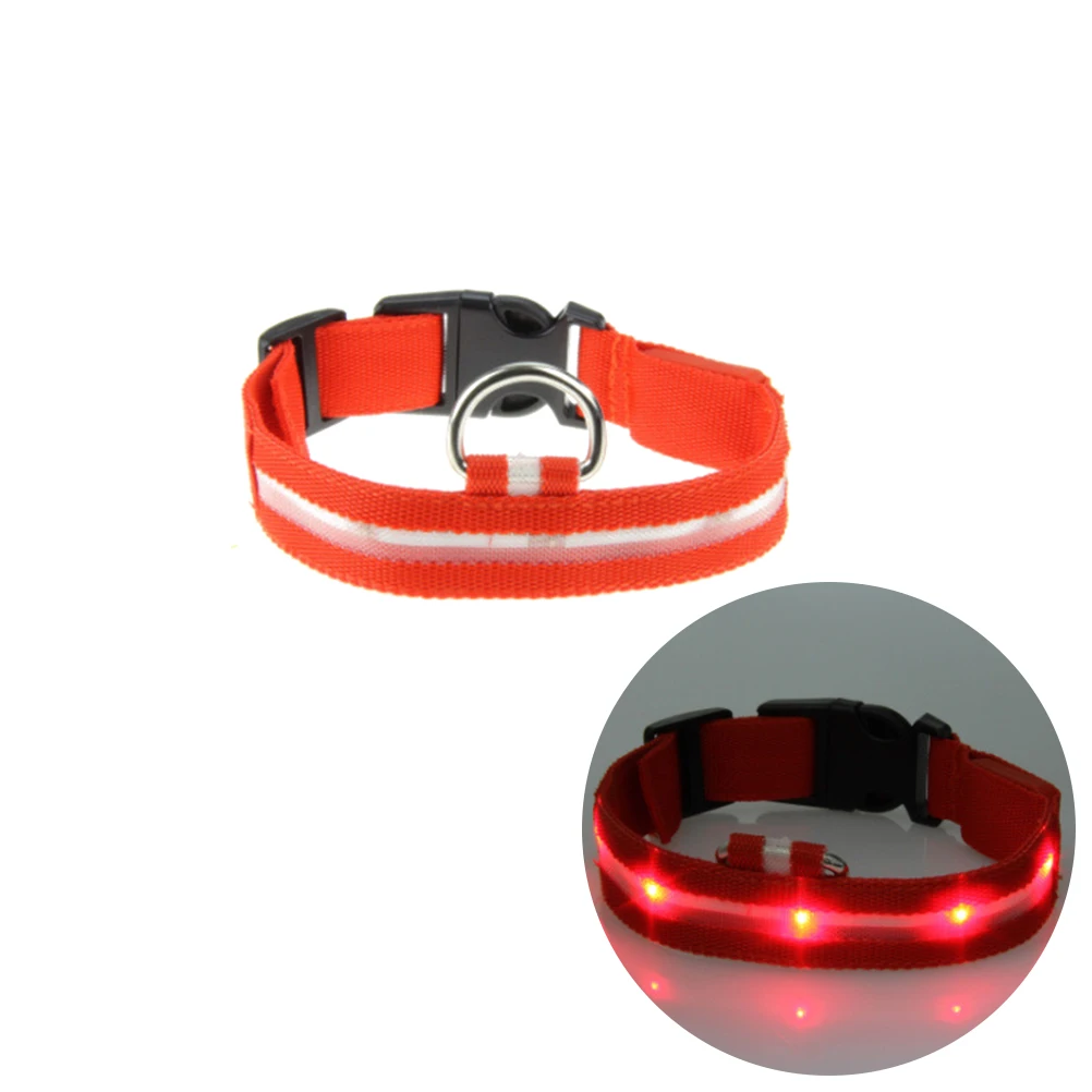 

Nylon Pet Collar Adjustable LED Night Safety Flashing Glow Dark Lighted Circular Pendant Dog Collar Xl