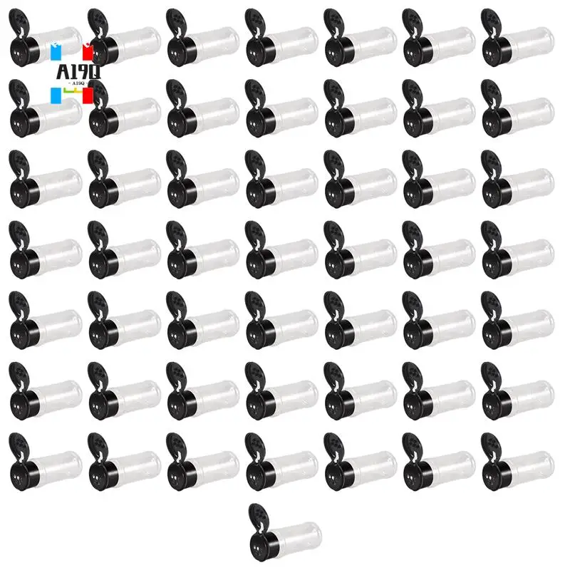 

A19Q-50Pcs Plastic Spice Jars With Shaker Lids Spice Containers Plastic Spice Bottles Seasoning Shaker Jars 3.3Oz/100Ml