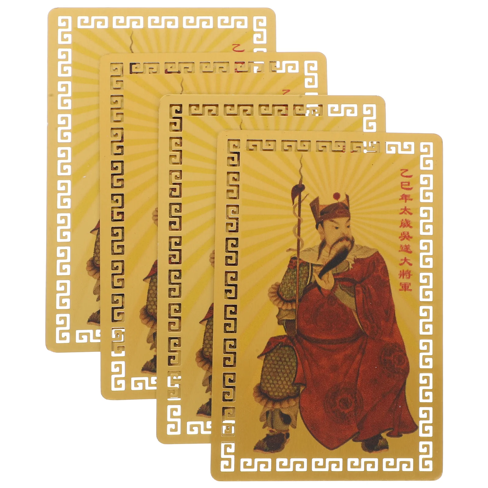 4 Pcs Greeting Card Tai Sui Gold Taisui Blessing Aluminum-magnesium Alloy Feng Shui Amulet