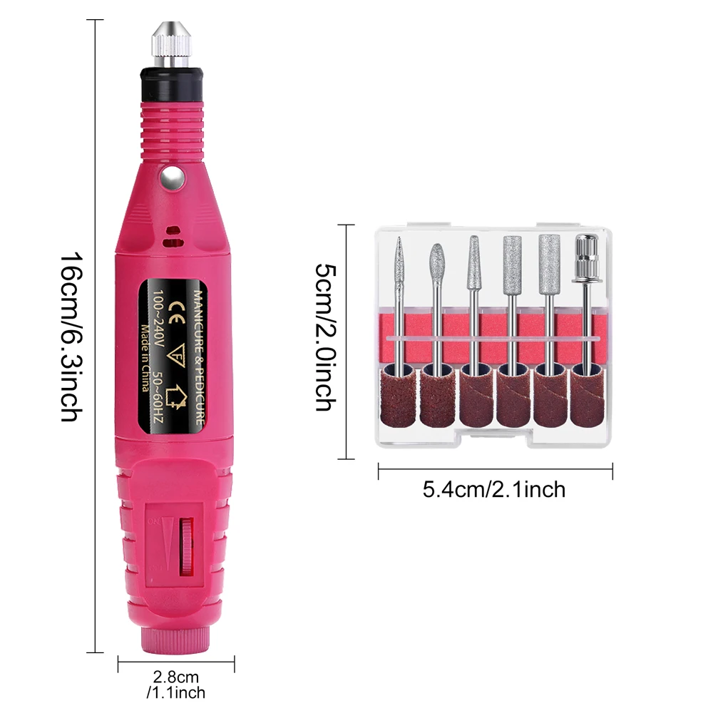 6 Color Portable Nail Polishing Machine NEW Nail Drill Machine Electric Nail Sander Nail Accessories Milling Cutter For Manicure