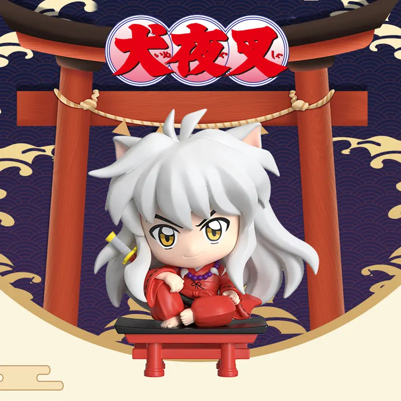 Inuyasha sittng em uma linha série modelo confirmar estilo bonito anime figura presente caixa de surpresa kawaii caixa cega brinquedos originais