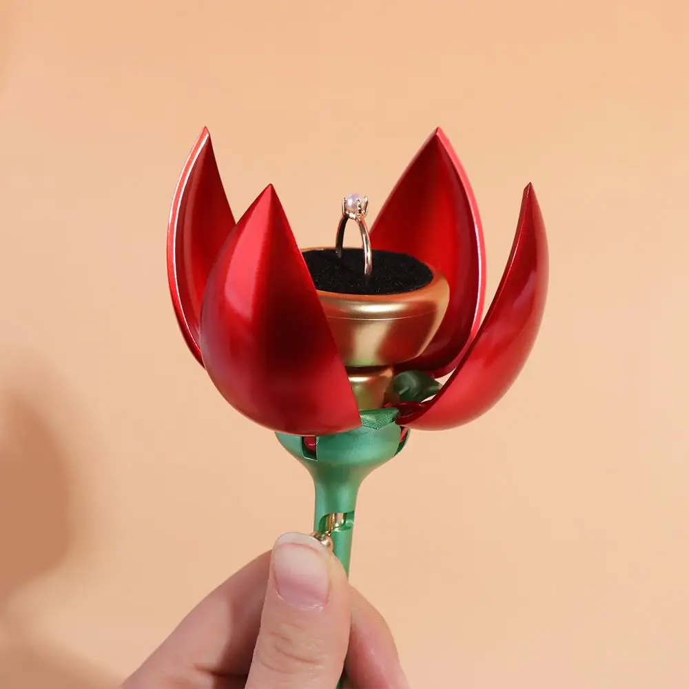 

Multi-functional Dustproof Flower Proposal Ring Box Waterproof Elegant Auto Blooming Jewelry Box Red Pink Rose Ring Box Wedding