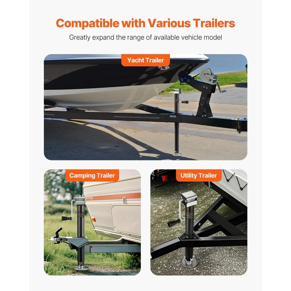 5000 Pound Capacity A-Frame Trailer Jack with 15 Inches Vertical Movement and Adjustable Legs for Various Trailer Types