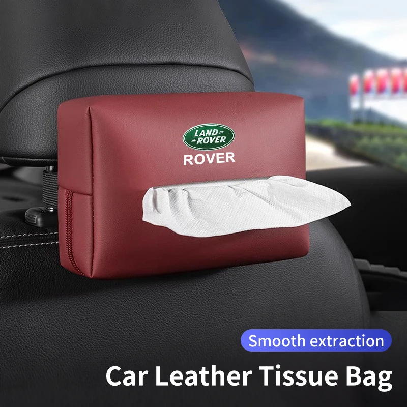 Car Seat Tissue Box Car Seat Back Leather Tissue Storage Bag For Land Rover Range Rover Evoque Defender Discovery Freelander