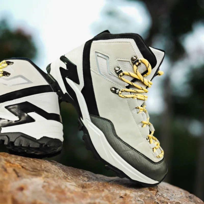 Aguorrl New Arrival Mens Hiking Shoes Breathable Lace Up Trekking Male Cushioning Outdoor Climbing Tourism Sneakers for Men