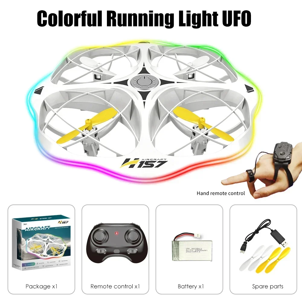 H158 Mini UFO Drone | Remote + Watch Dual Control | 4-Axis Quadcopter | RGB LED | 360° Flip | Obstacle Avoidance | Kids Toy