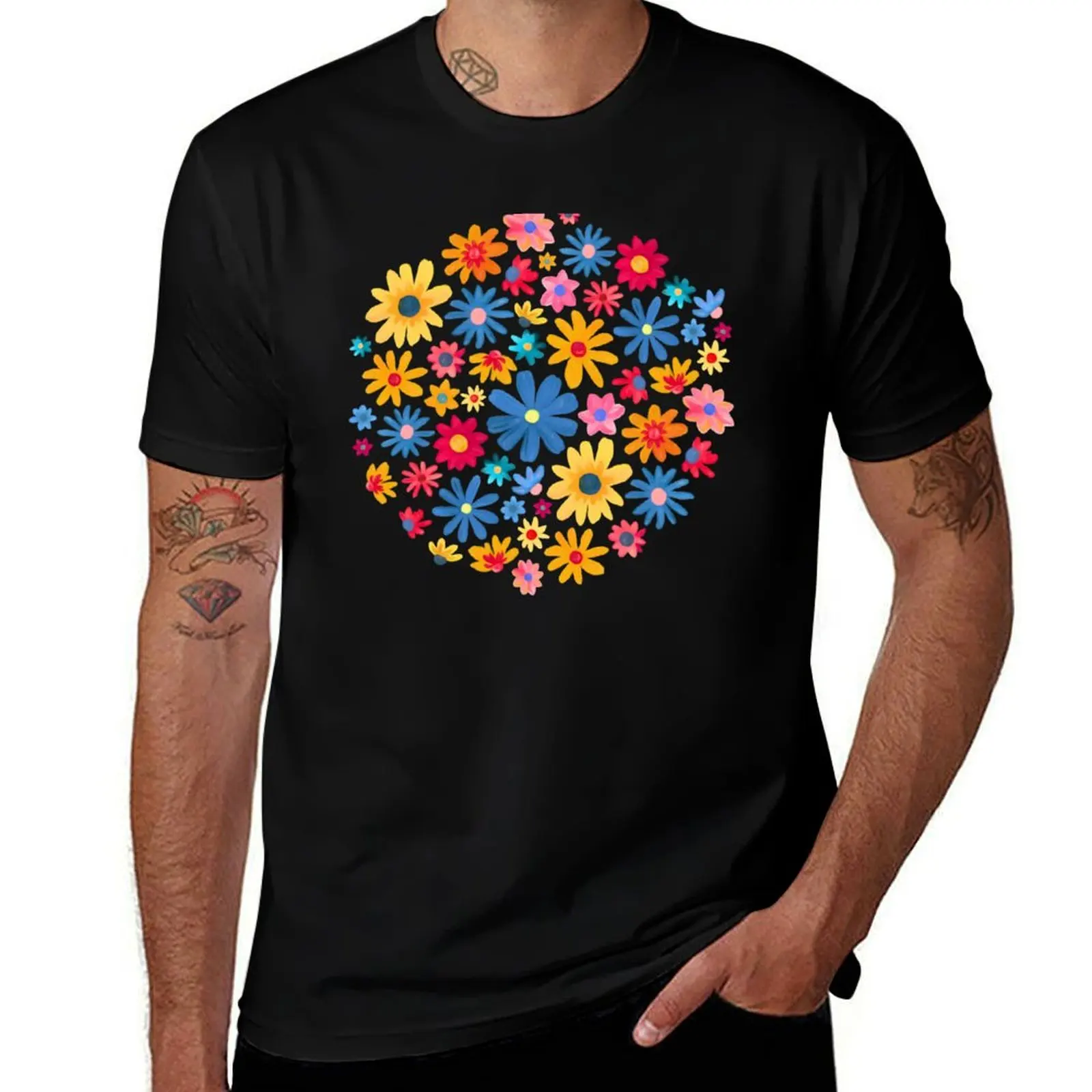 Dazzling Daisy Moody Meadow T-Shirt Basic Lightweight Short Sleeve Tee