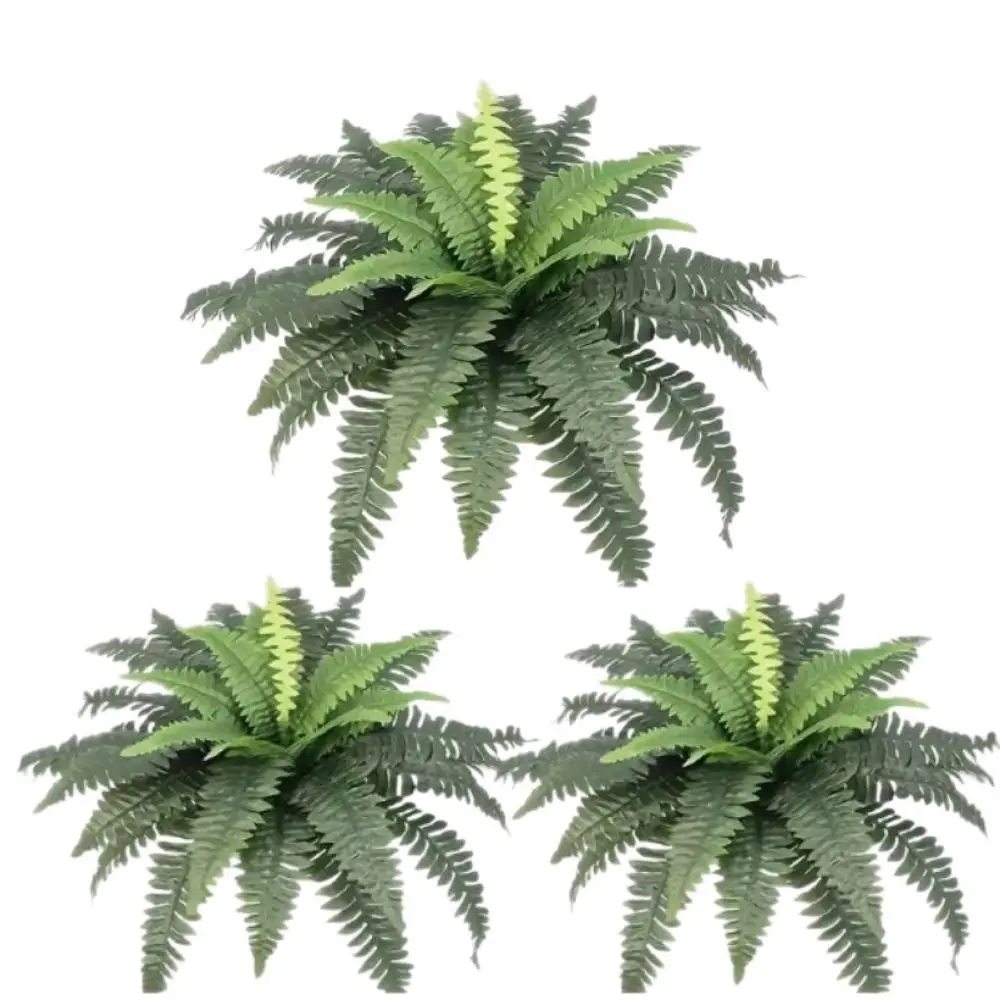 88 Leaves Glowing Boston Ferns with Lights Plastic Silk Leaf Lighted Boston Fern Plant Realistic Fade Resistant
