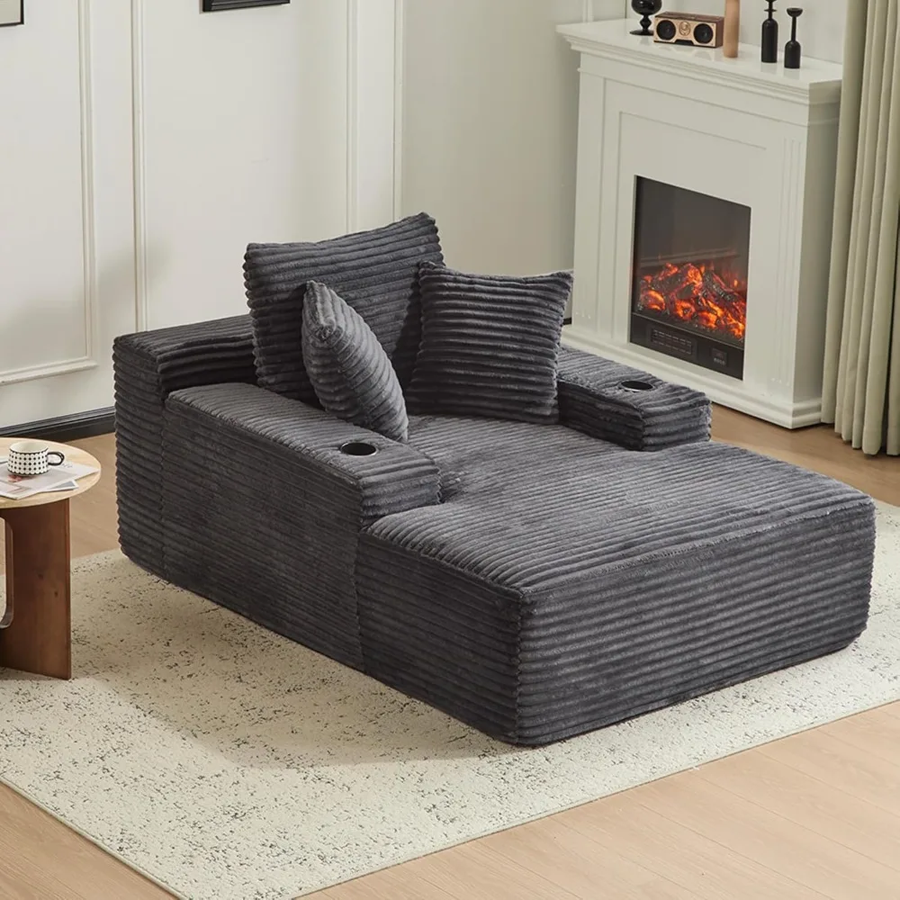 

66" Oversized Chaise Lounge Sofa Chair Indoor, Modern Corduroy Single Sleeper Couch Chair with 3 Soft, Customized