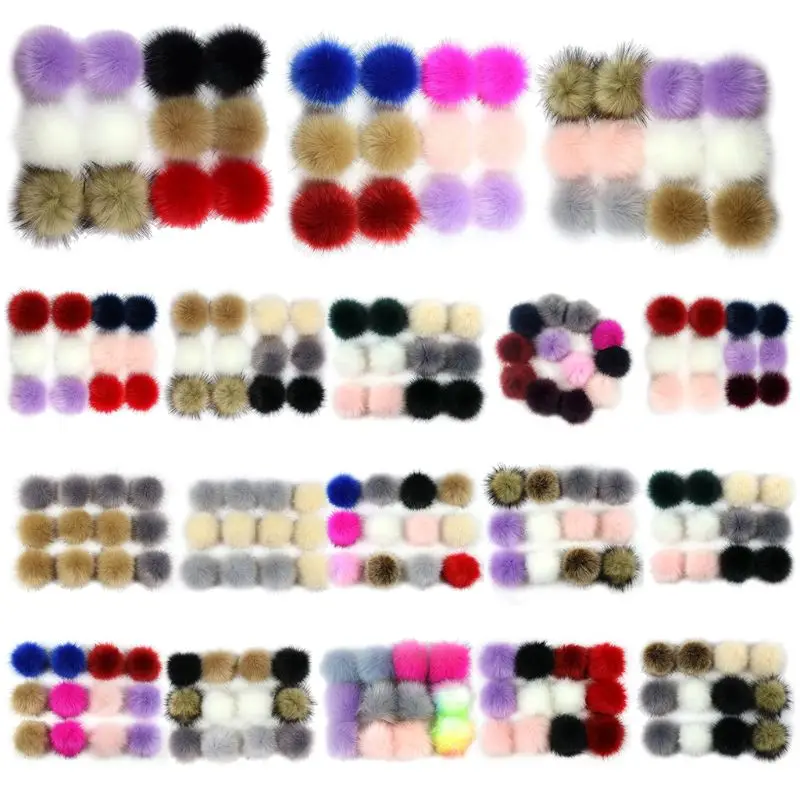 

12pcsPoms Poms Balls DIY Faux Fur Pom Poms with Elastic Loop for Hats