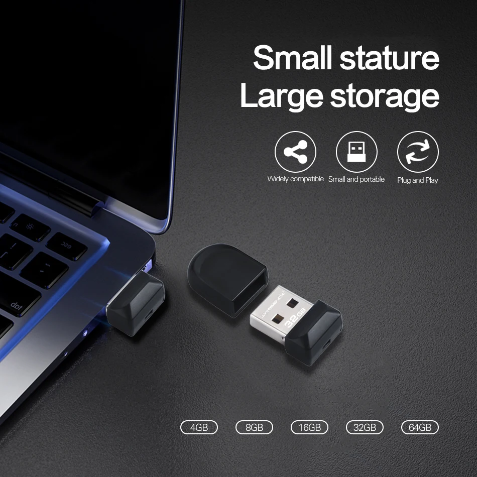 WANSENDA-Unidad Flash USB 2,0, Pendrive pequeño de 64GB, 32GB, 16GB, 8GB, 4GB