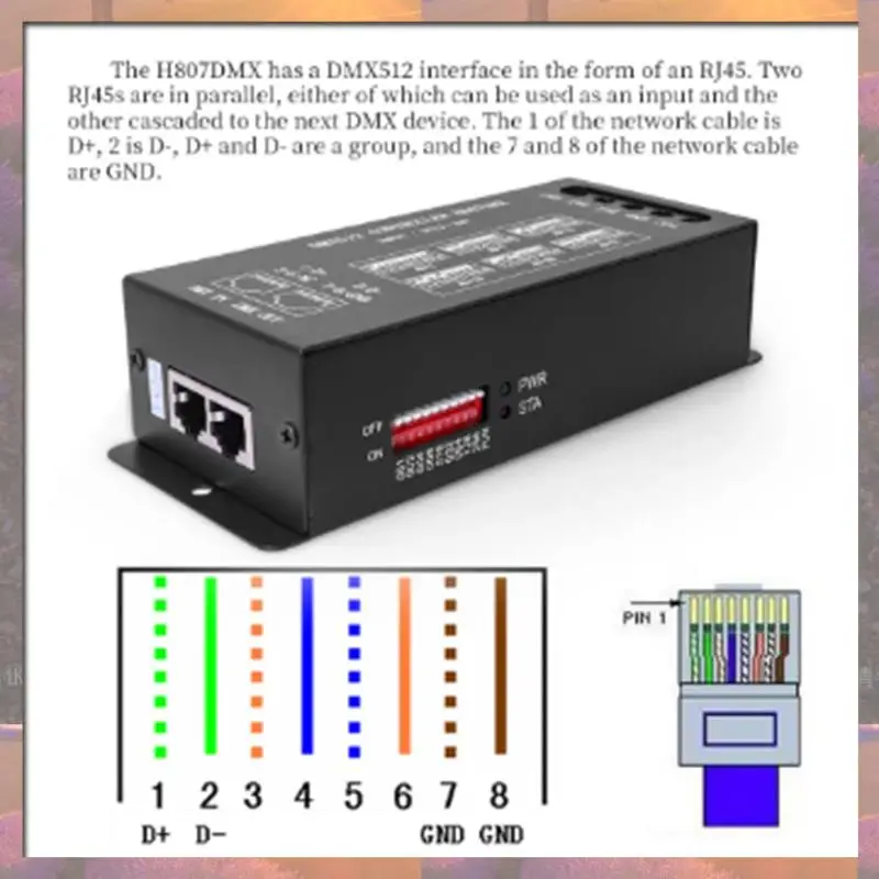 

Top Sale DMX512 H807 RGB LED Controller DMX WS2811 WS2812B WS2813 WS2815 Pixels Led Strip Controller DMX Stage Light 1024Pixels