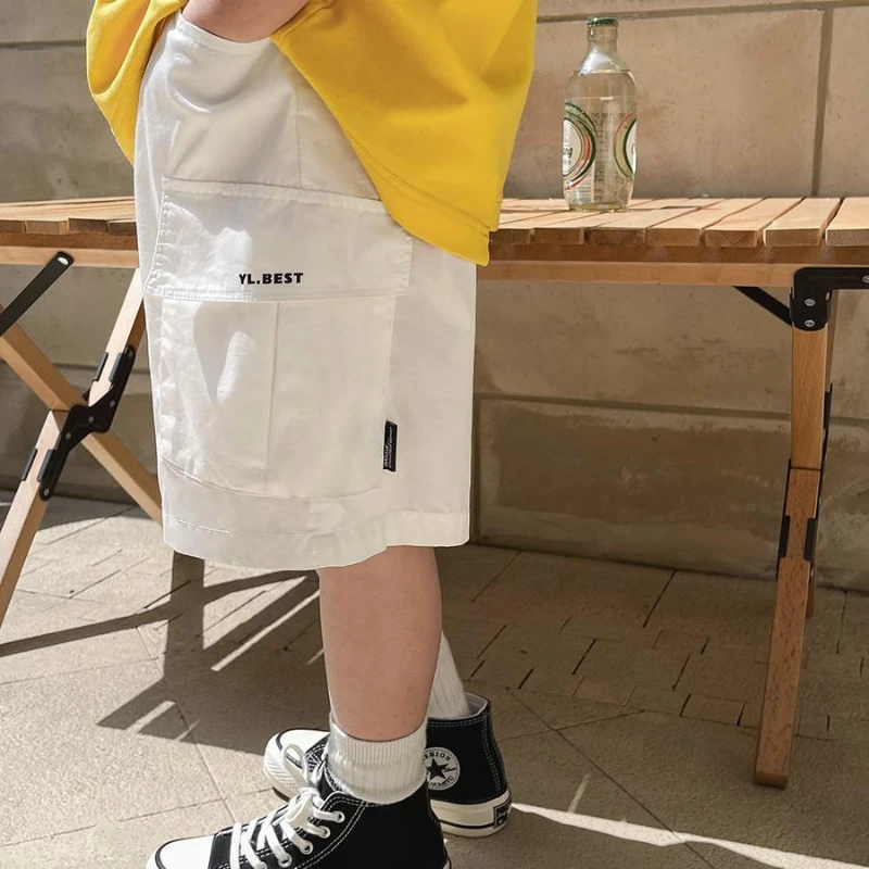 2024 Boys Shorts Summer Kids Loose Trousers Teen Boys Casual Thin Multi-Pocket Cargo Short Pants Children's Cotton Pants