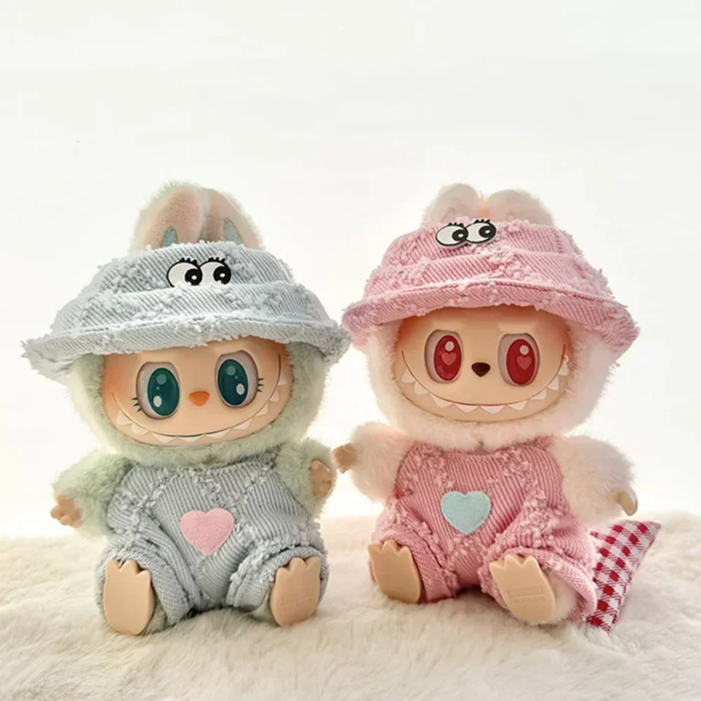 For 15-17cm v1v2 Labubu Doll Clothes Outfit Accessories Korea Kpop Exo Labubu Idol V1 V2 Colorful Fisherman's Hat Set