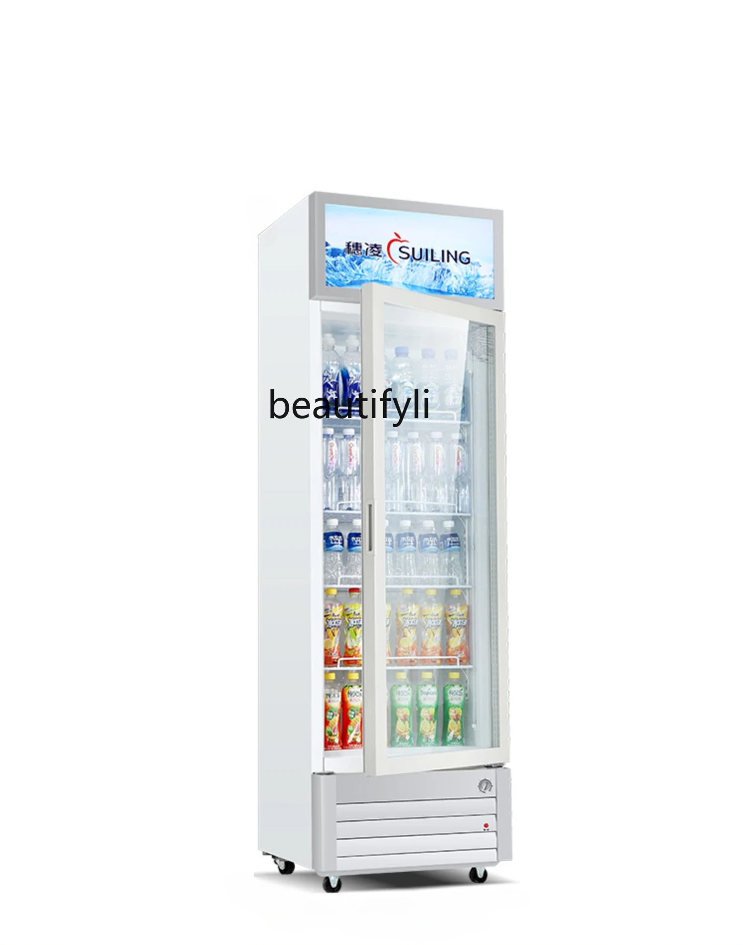 

Commercial Beverage Cabinet Refrigerated Beer Cold Drink Display Cabinet Vertical Single Door Steam Fruit Fresh Cabinet