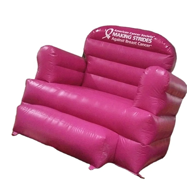 

Pink PVC Huge Cheap Inflatable Sofa Furniture, Printed with Event Promotional Logo