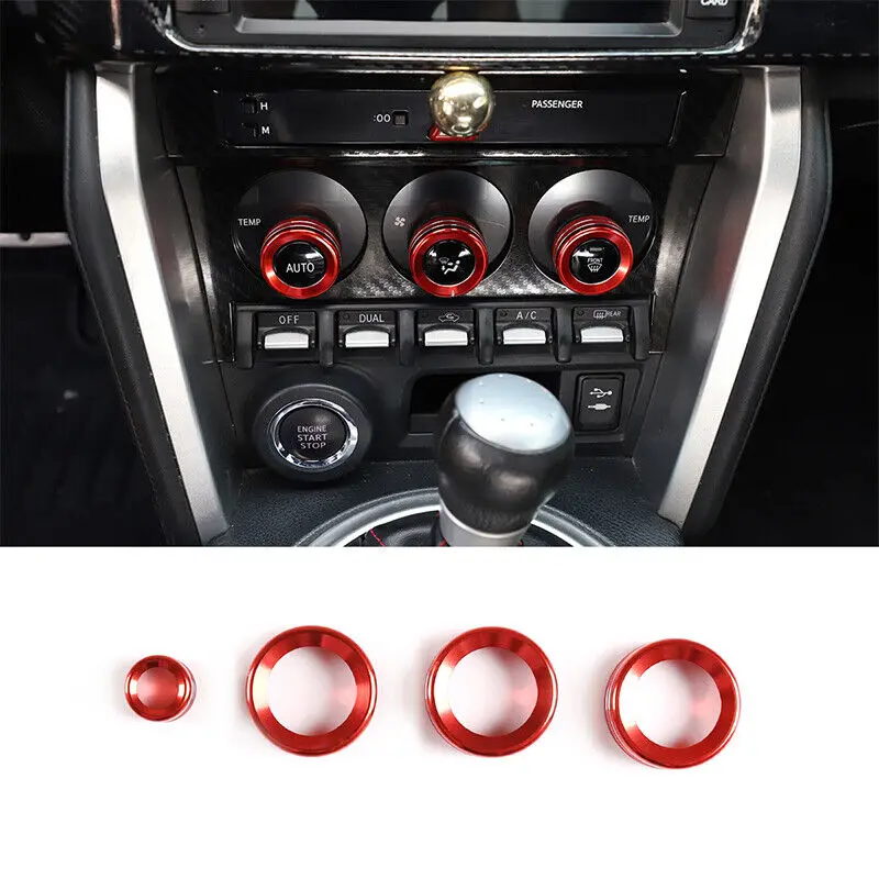 Alloy Air Conditioning AC Knob Cover for Subaru BRZ Toyota 86 GT86 2013-2020 Volume Button Switch Ring Trim Accessories