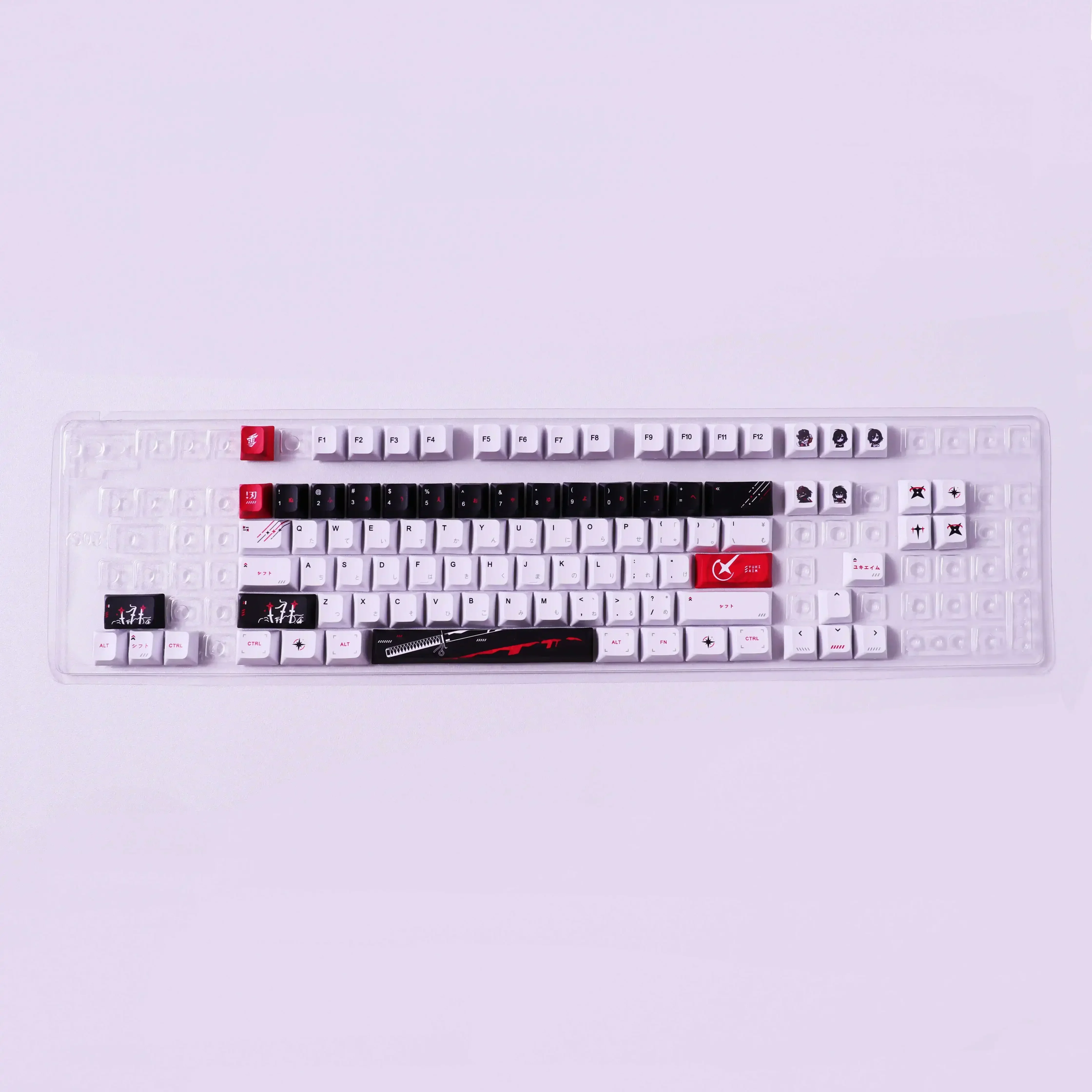 Juego de teclas Yuki Aim PBT, sublimación de cinco caras, teclas de teclado de Anime, teclas de perfil de cereza personalizadas para regalo de teclado mecánico