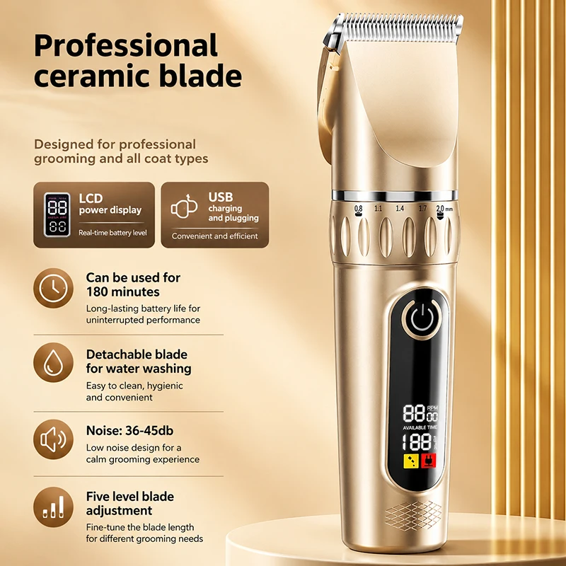 

Yunchi Electric Hair Clipper Stainless Steel Blade Washable 5Speed Adjustable Household Hair Clipper Can Be Used for 180 Minutes