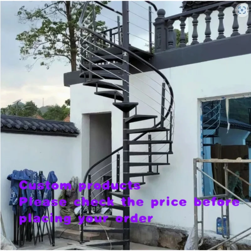 custom.Modern Design Metal Stairs Hot Sale Circular Interior Attic Stairs Safe Apartments Villas Homes