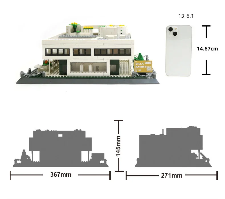 Criativo paris frança famosa arquitetura de arte moderna cidade rua vista bloco villa savoye modelo de construção tijolo brinquedo