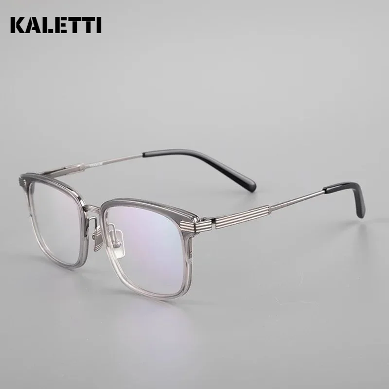 Retro tortoise shell square frame plate pure titanium large frame glasses frame men myopia glasses