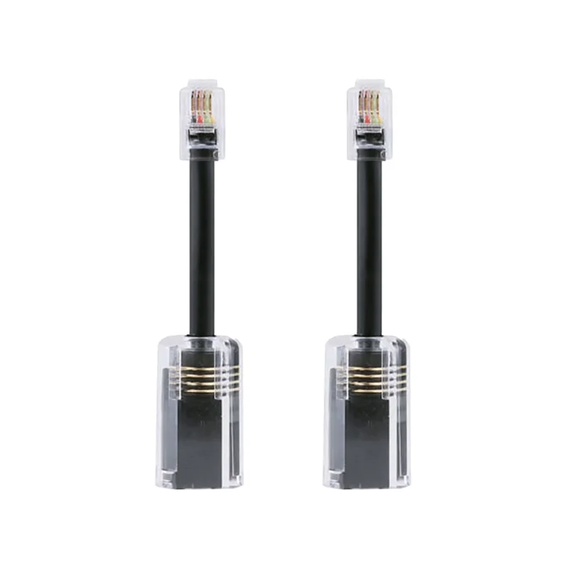 2Pcs Telephone Cord Detangler RJ9 4P4C 360 Degree Extended Rotating Anti-T-Angle Black Telephone Cord Landline Cable