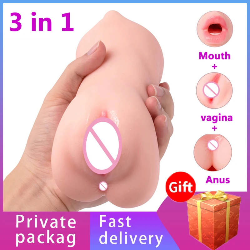 3 IN 1 Sex Toys Masturbation For Men Deep Throat Artificial Real Pussy Oral Male MasturbatorBlowjob Realistic Rubber Vagina