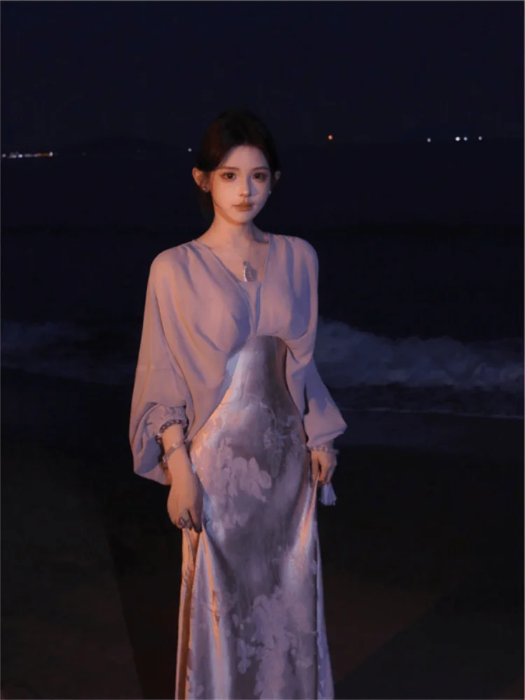 

Новая коллекция: улучшенная женская юбка из серии Sle Gentle, весна 2026, новая модель с пэчворком, длинная, легкая, модная, премиум-класса