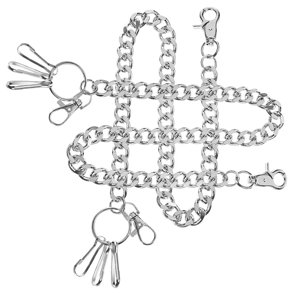 2Pcs Metal Pants Chain Vintage Punk Style Wallet Chains Hip Hop Accessories Clasp Pant Chains for Jeans and Trousers Male Female