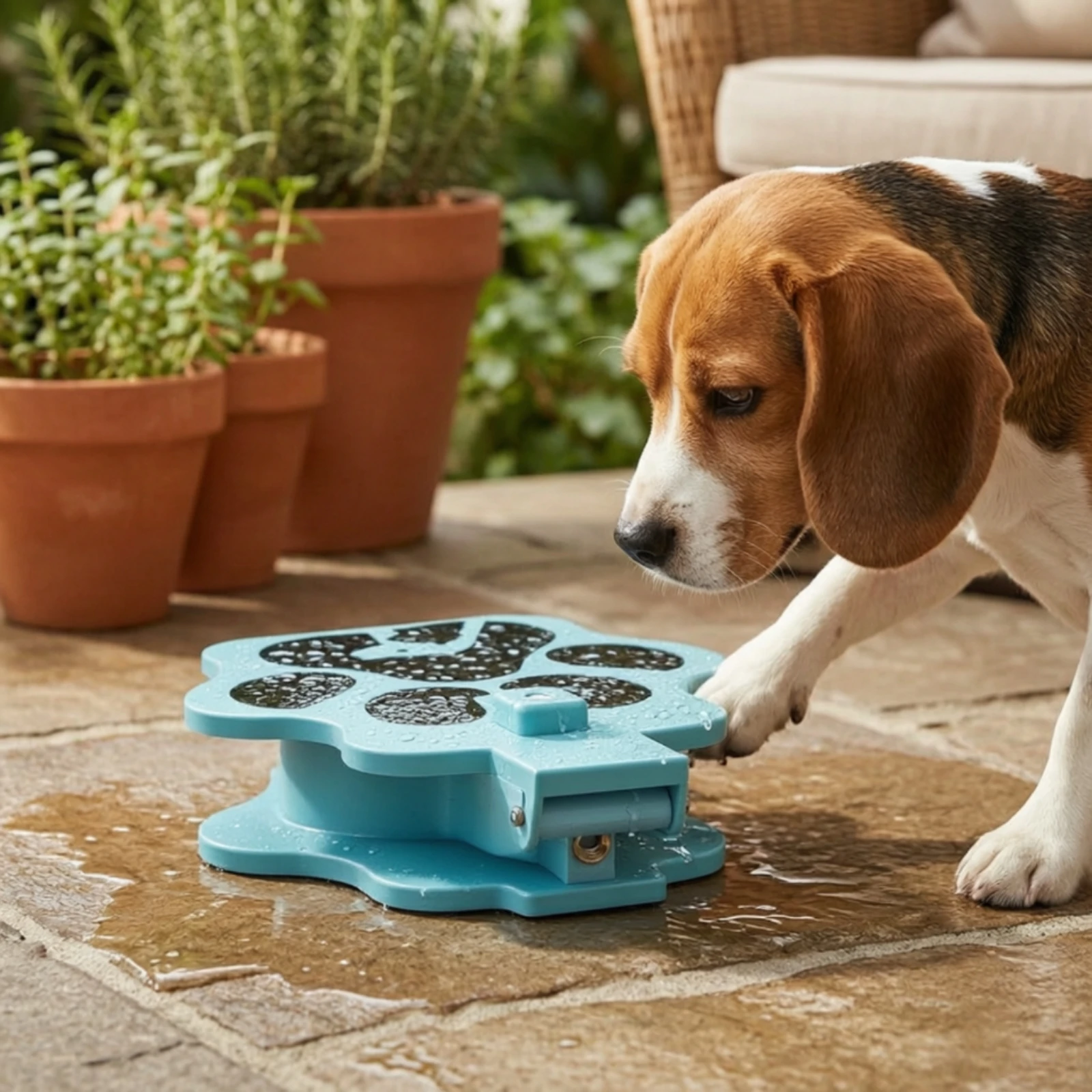 Step-on Dog Water Fountain No Electricity Dog Water Fountain with Pedal Sturdy Leak-Proof for Dogs, Yard, Patio